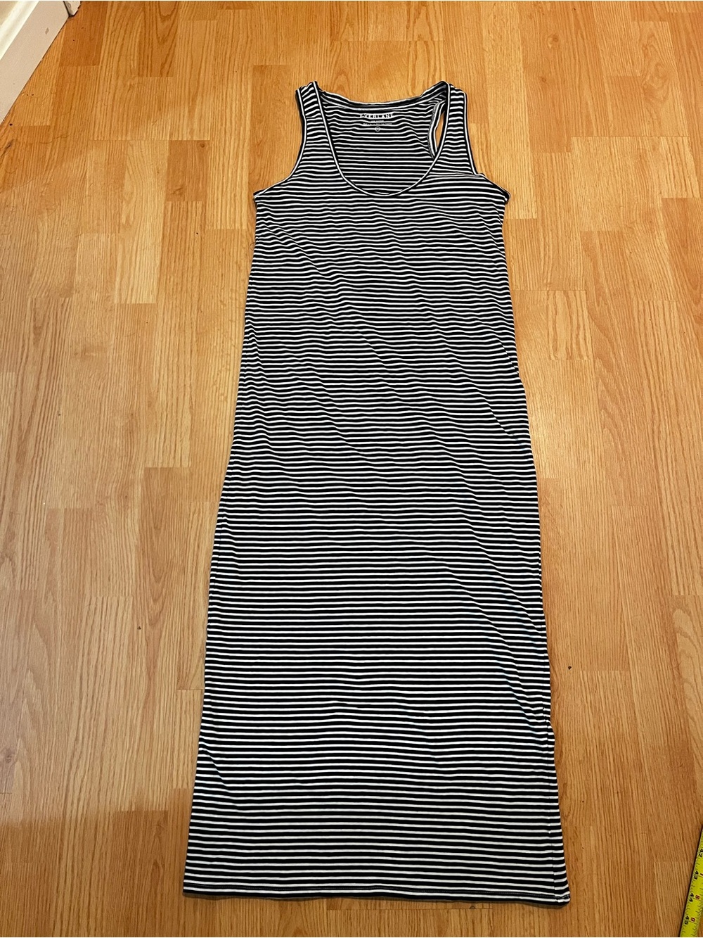 Everlane midi racer back dress 100% cotton black white stripe small summer tank